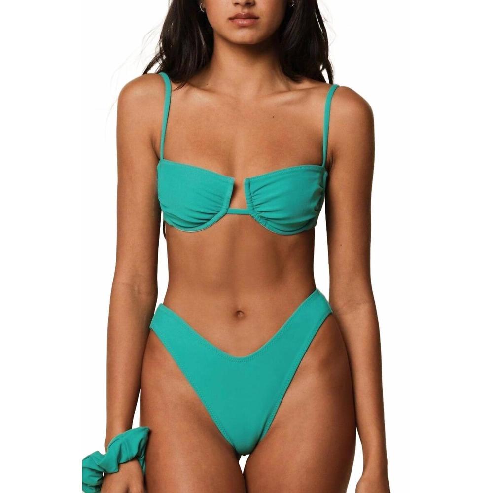 NEW MONTCE lulu zig-zag stitch bikini bottom in teal